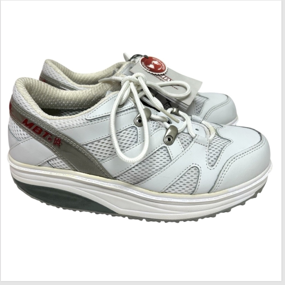 MBT Sport Leather Sneakers Rocker Walking Toning Shoes Size 6.5 White Orthopedic